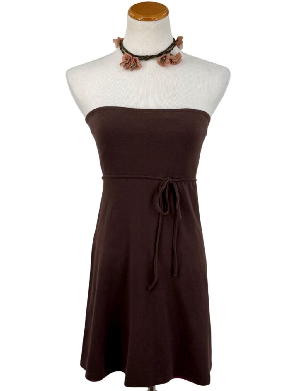 VTG Victoria’s Secret Strapless Brown Tie Waist Mini Dress M | Y2K McBling Indie